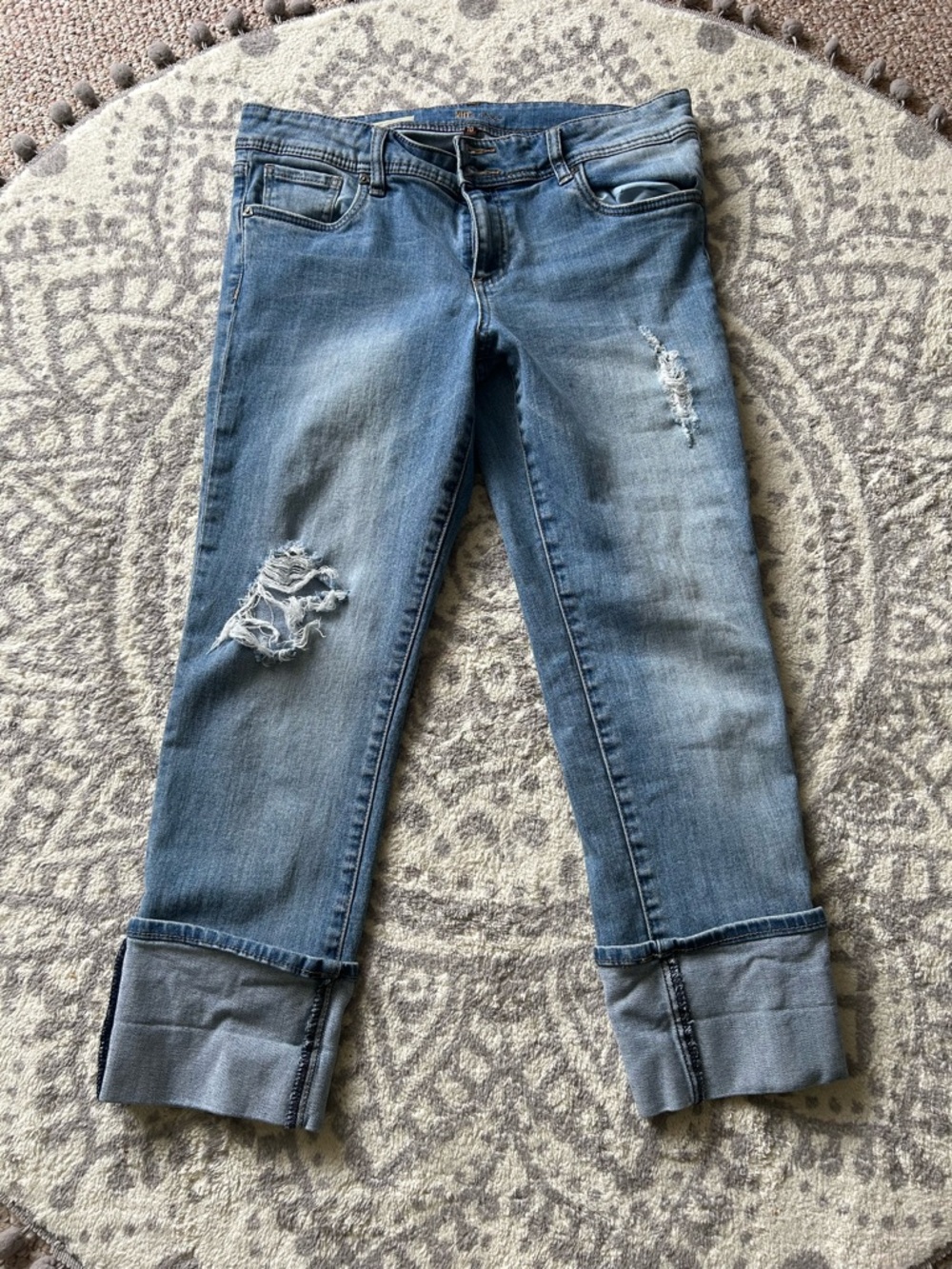 Women’s size 10 Distressed cropped Cuffed Jeans